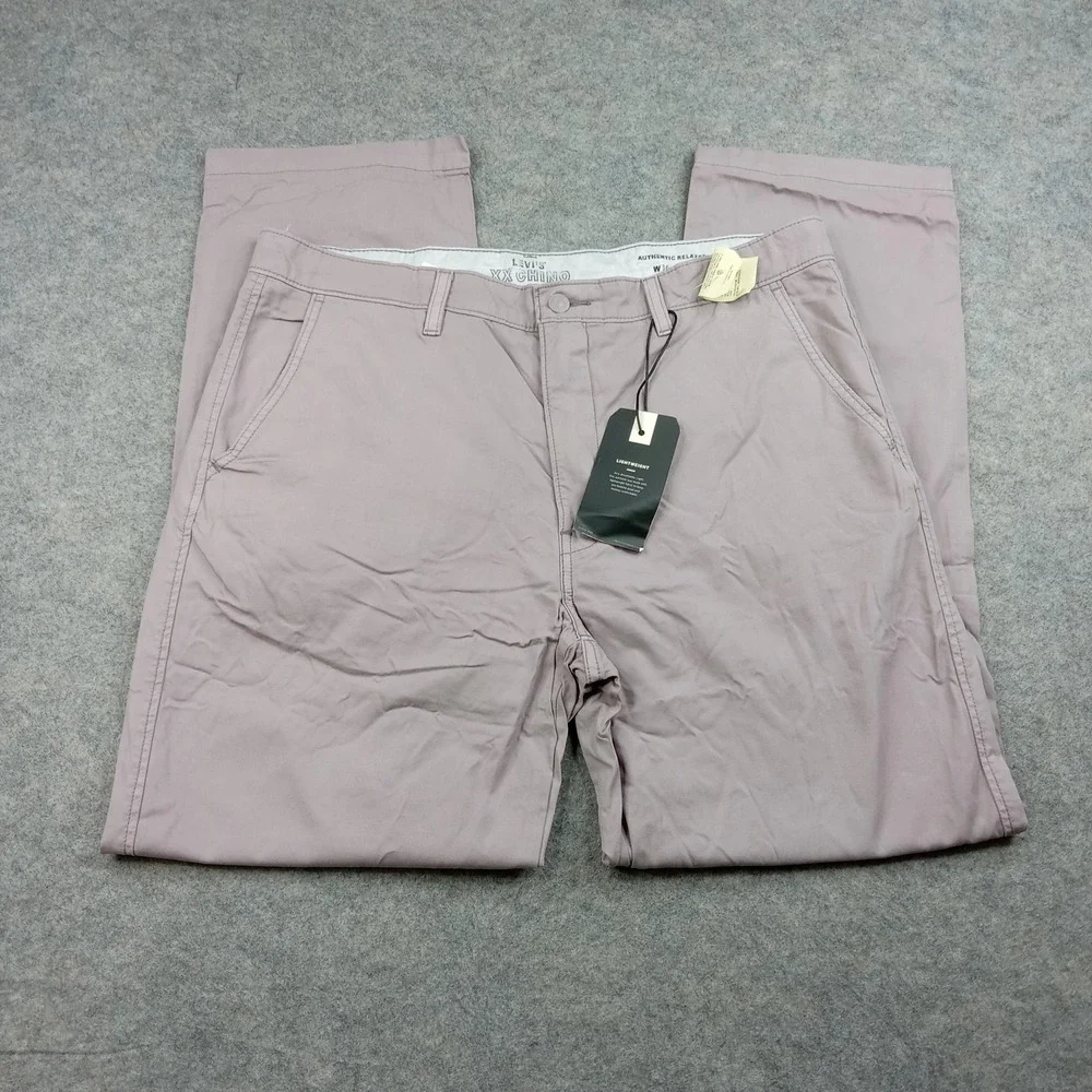 Levis Chino Pants Mens 36x32 XX Mauve Authentic Relaxed Lightwight Cotton‎ Dress